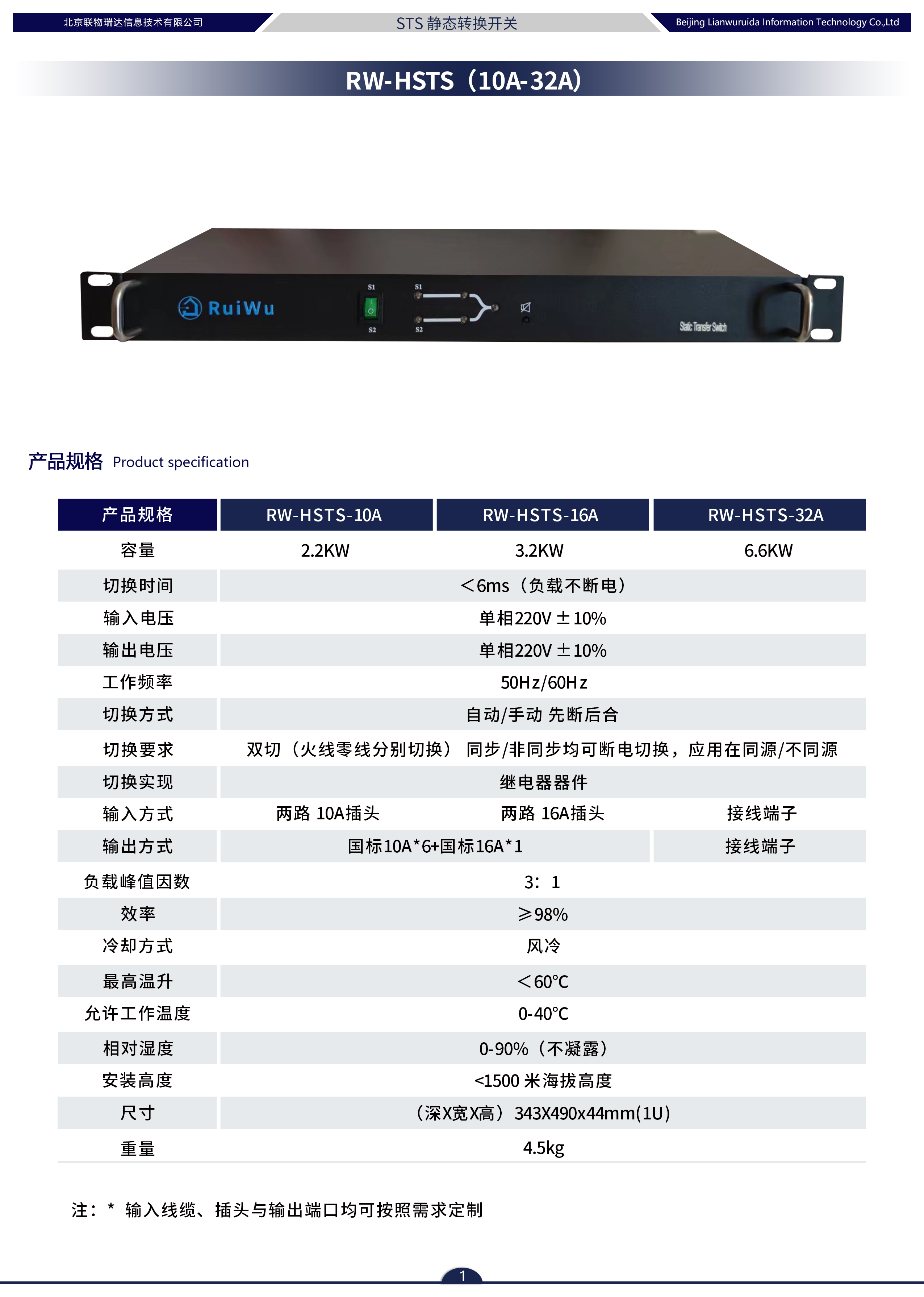 瑞物 HSTS-32A/2P - 产品简介1