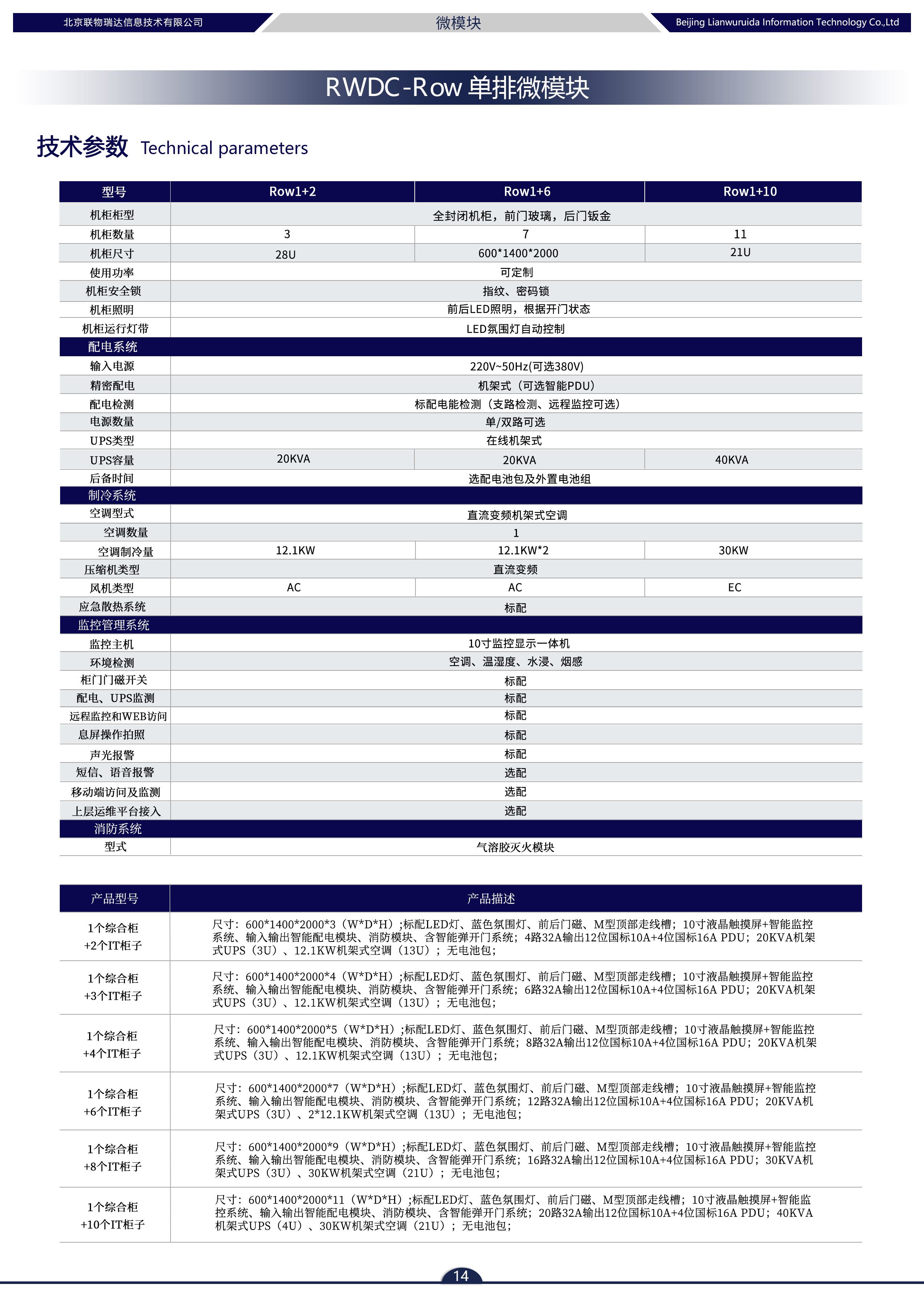 瑞物 单排微模块 1个综合柜+10个IT柜 - 产品简介2