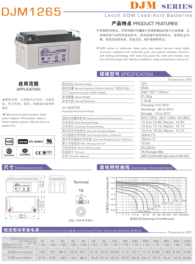 理士DJM1265（10hr） - 产品简介1