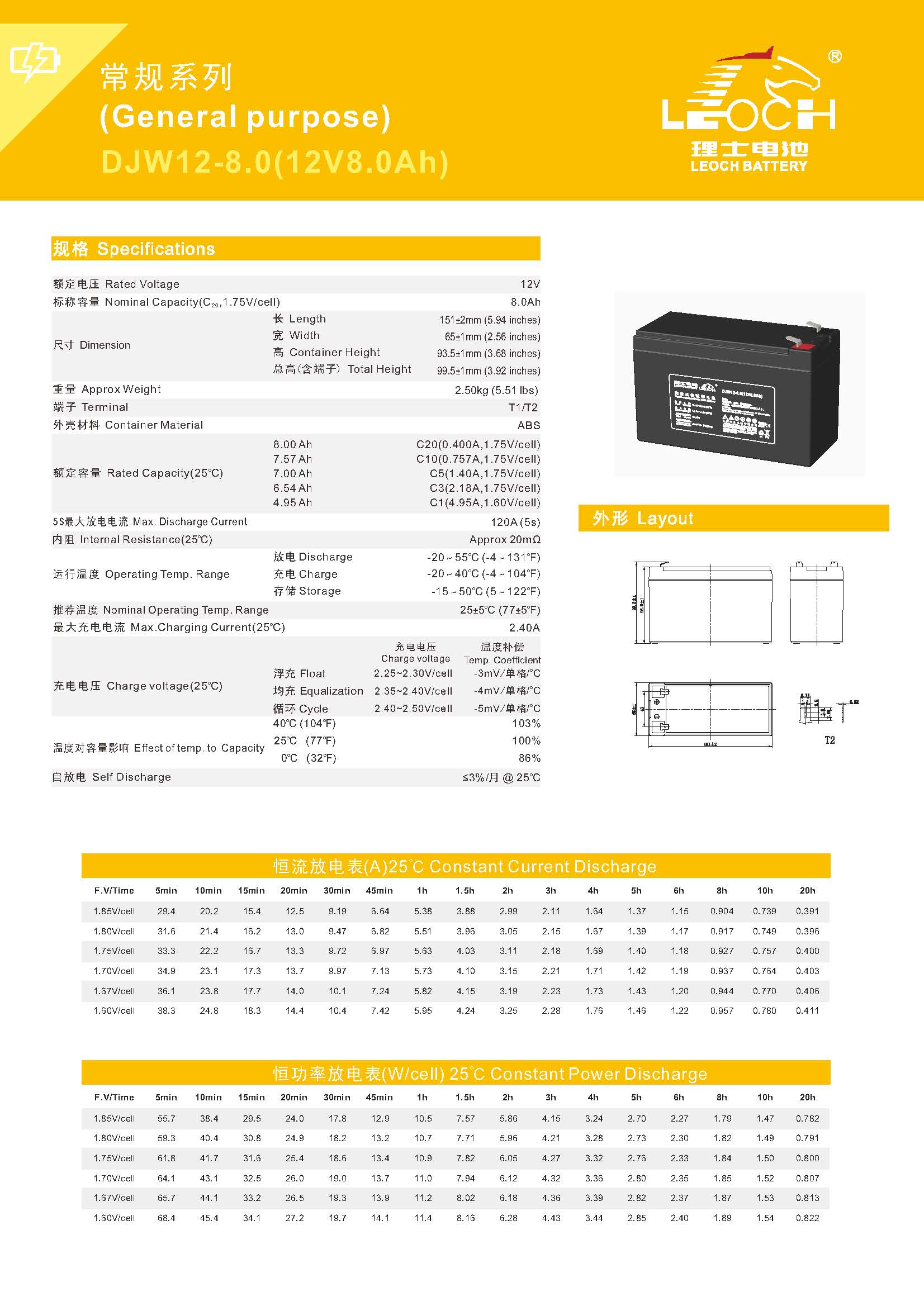 理士 DJW12-8.0 - 产品简介1