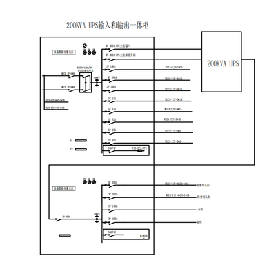 200KVA UPS输入输出一体柜 ATS 带防雷600*2000*600
