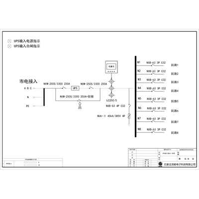 120KVA UPS Single Utility Feed C-Tier with Maintenance Bypass CHINT Total Capacity 250A Standard Distribution