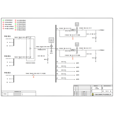 Two Sets 150KVA UPS Triple Utility Feed B-Tier with Maintenance Bypass ABB Total Capacity 400A Standard Distribution