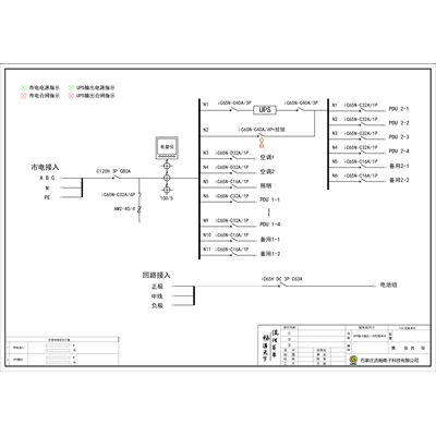 3-Phase In / 3-Phase Out 15KVA UPS Single Utility Feed C-Tier with Maintenance Bypass Schneider Total Capacity 80A Standard Distribution with 2 units 7.5kW Air Conditioner