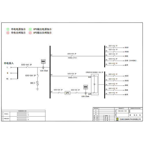 UPS Combined Distribution Cabinet ABB 63A 2P 10-Circuit (Variant)