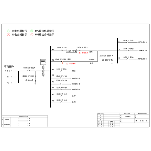 5kVA 3-Phase In / 1-Phase Out UPS Combined Input/Output Cabinet Schneider 63A 4P 9-Circuit